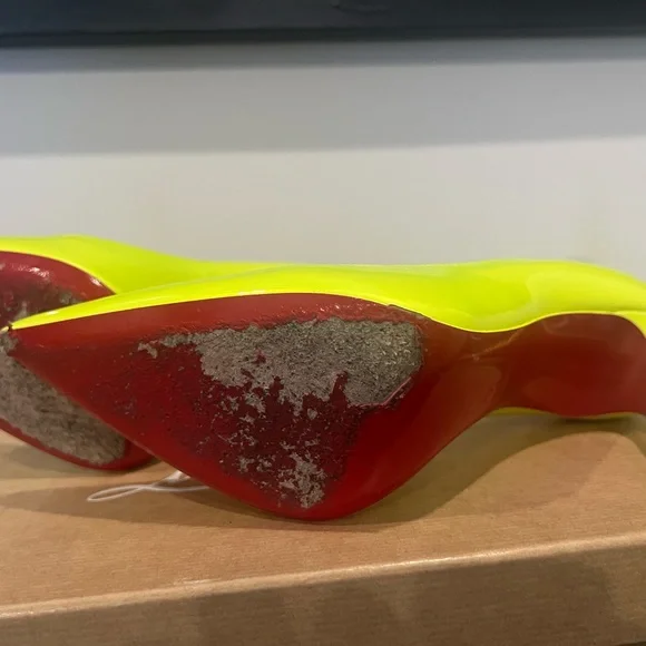 Kate 100 Christian Louboutin Neon Yellow size 38.5 - Picture 6 of 10